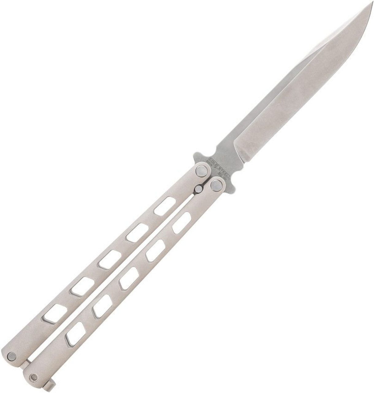 Cold Steel Arc Angel Balisong (CSFL43ARC) 4.50" S35VN Satin Clip Point Plain Blade, Grey Aluminum Handle