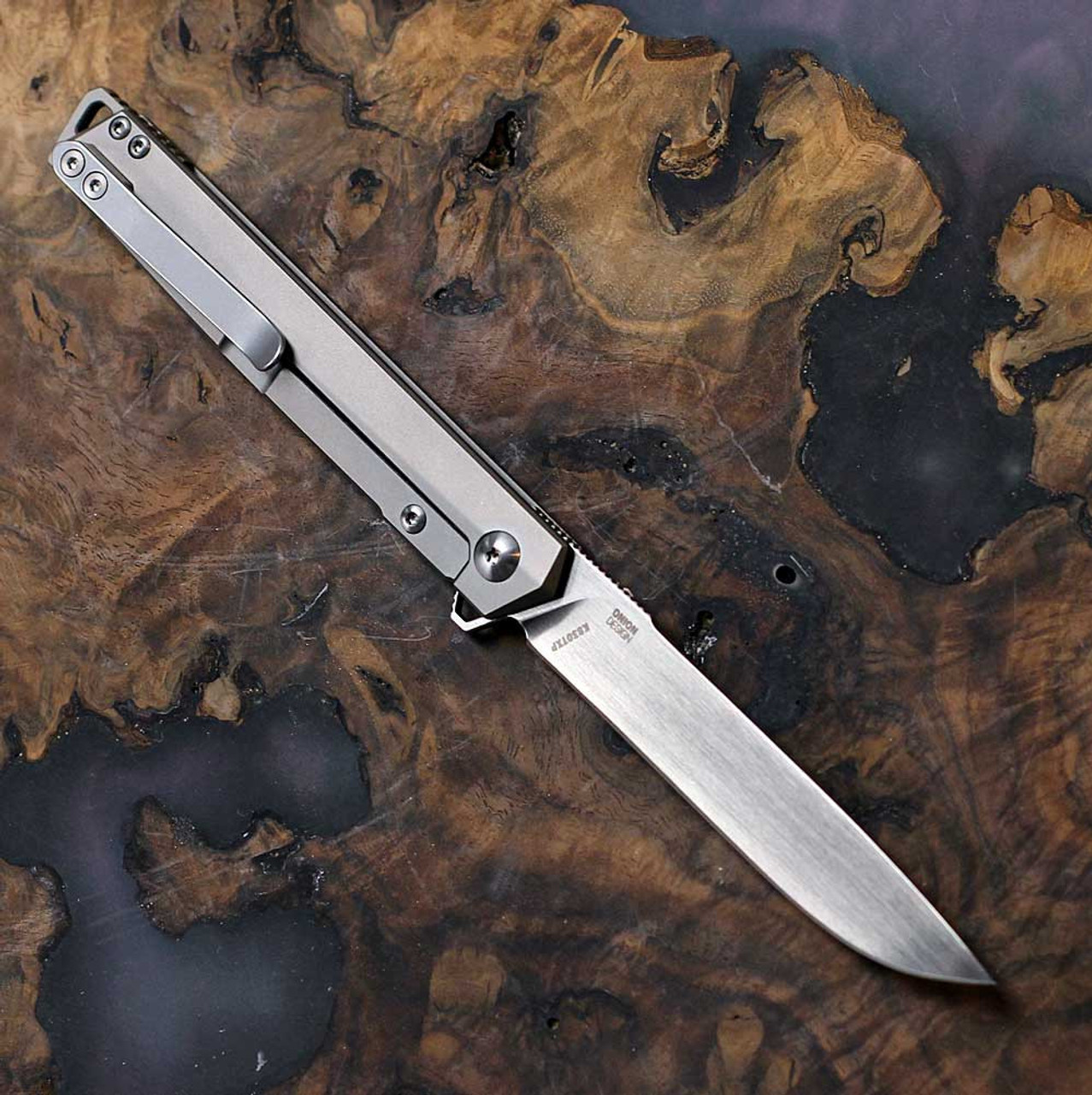 Columbia River Knife and Tool Stylus (K830TXP) 3.21" S35VN Satin Drop Point Plain Blade, Titanium Handle