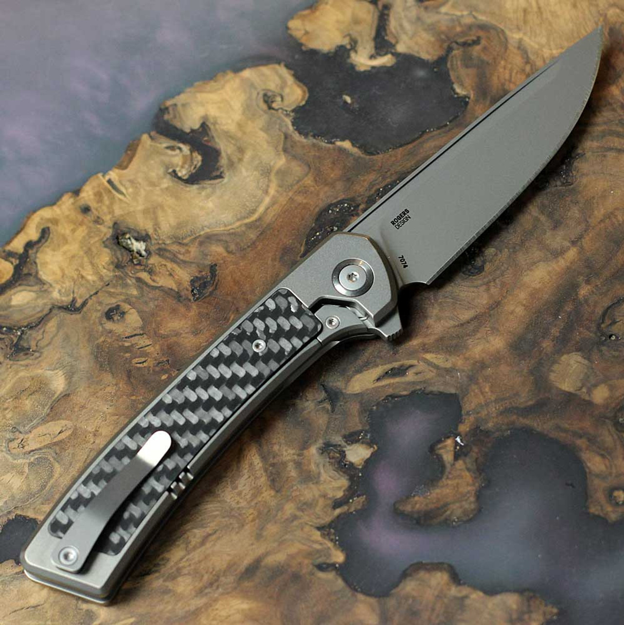 Columbia River Knife and Tool Q Frame Lock (7074) 3.31" Magnacut Drop Point Plain Blade, Titanium with Carbon Fiber Inlay Handle