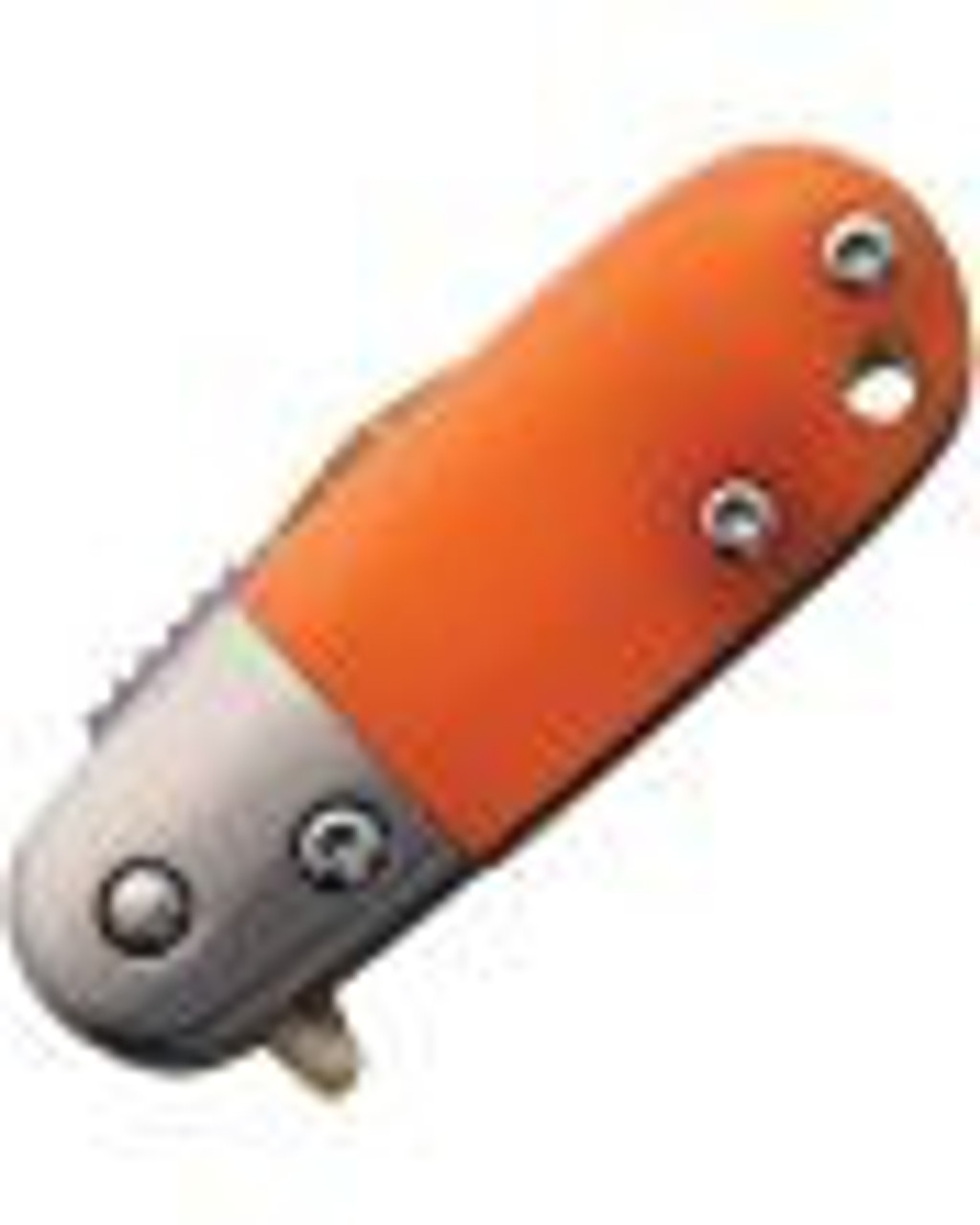 "Mean Tangerine" Rough Ryder Novelty Knife (2604) A/O Flipper 1.38" Stainless Orange/Artwork Painted Clip Point Blade, Glow in the Dark Orange Acrylic Handles w/Lanyard Hole