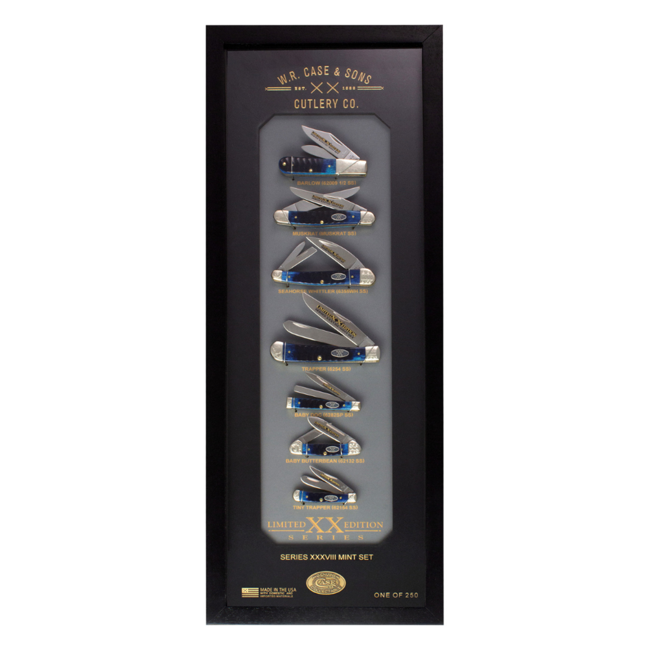 Case XX Ocean Blue Gator-Jigged Bone Knife Display Set - Limited Edition Series XXXVIII - CA53987