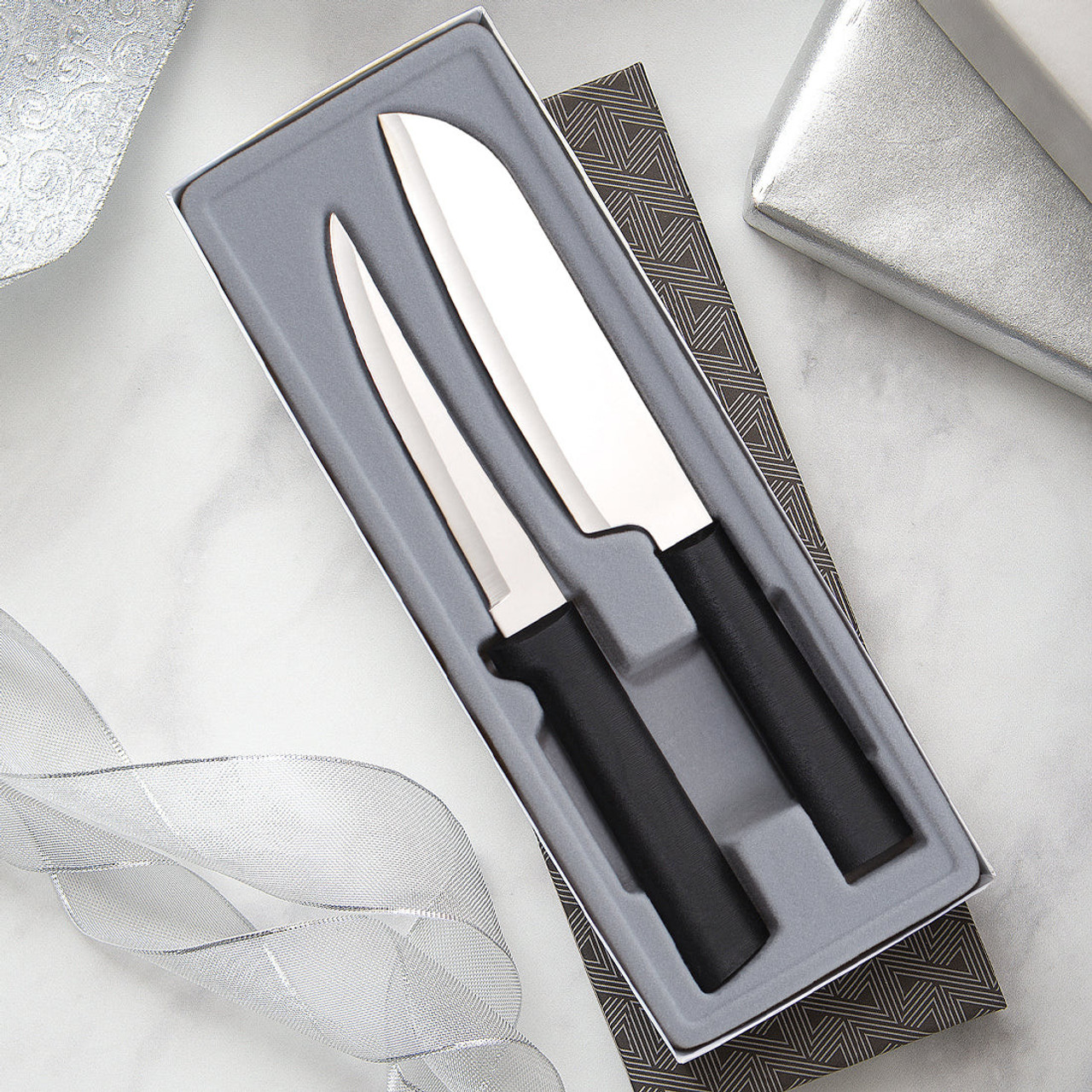 Rada Cutlery Cook's Choice Gift Set (G253) T420 High Carbon Stainless Steel Satin Blades, Black Resin Handles, Super Parer, Cook's Knife