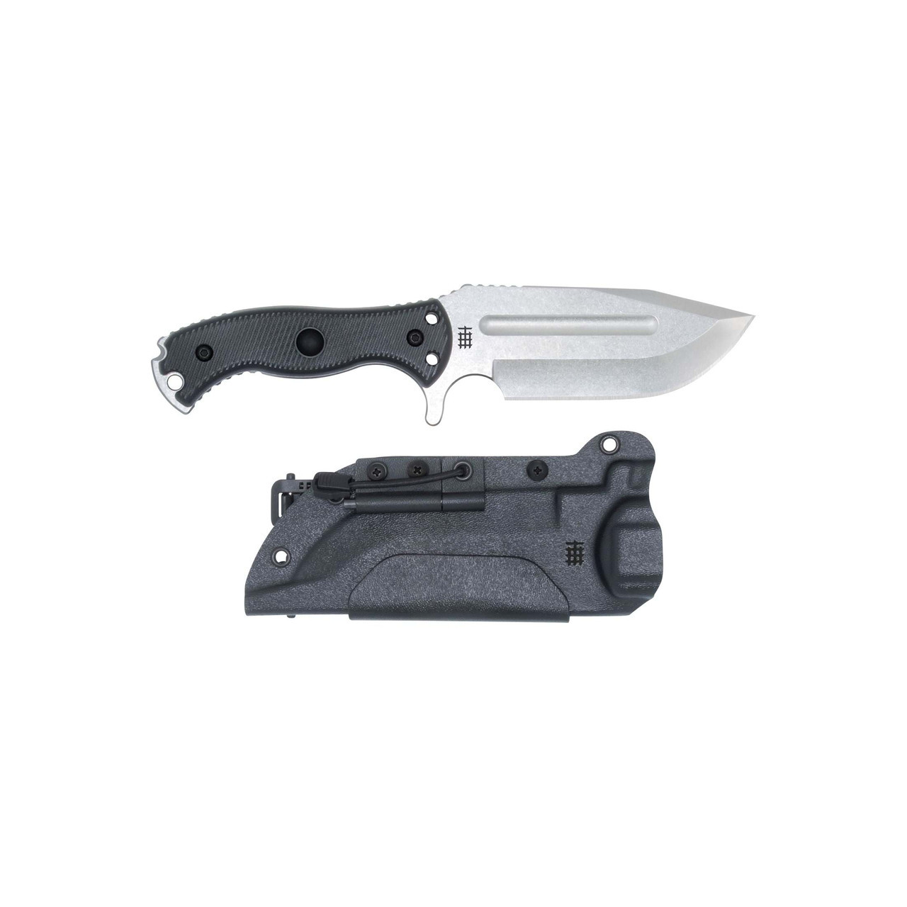 Halfbreed Blades Large Bush Knife Generation 2 (LBK-01-GEN-2-STN) 5.7" CPM-3V Stonewash Plain Drop Point Blade, Black G-10 Handle with Molded Kydex Sheath