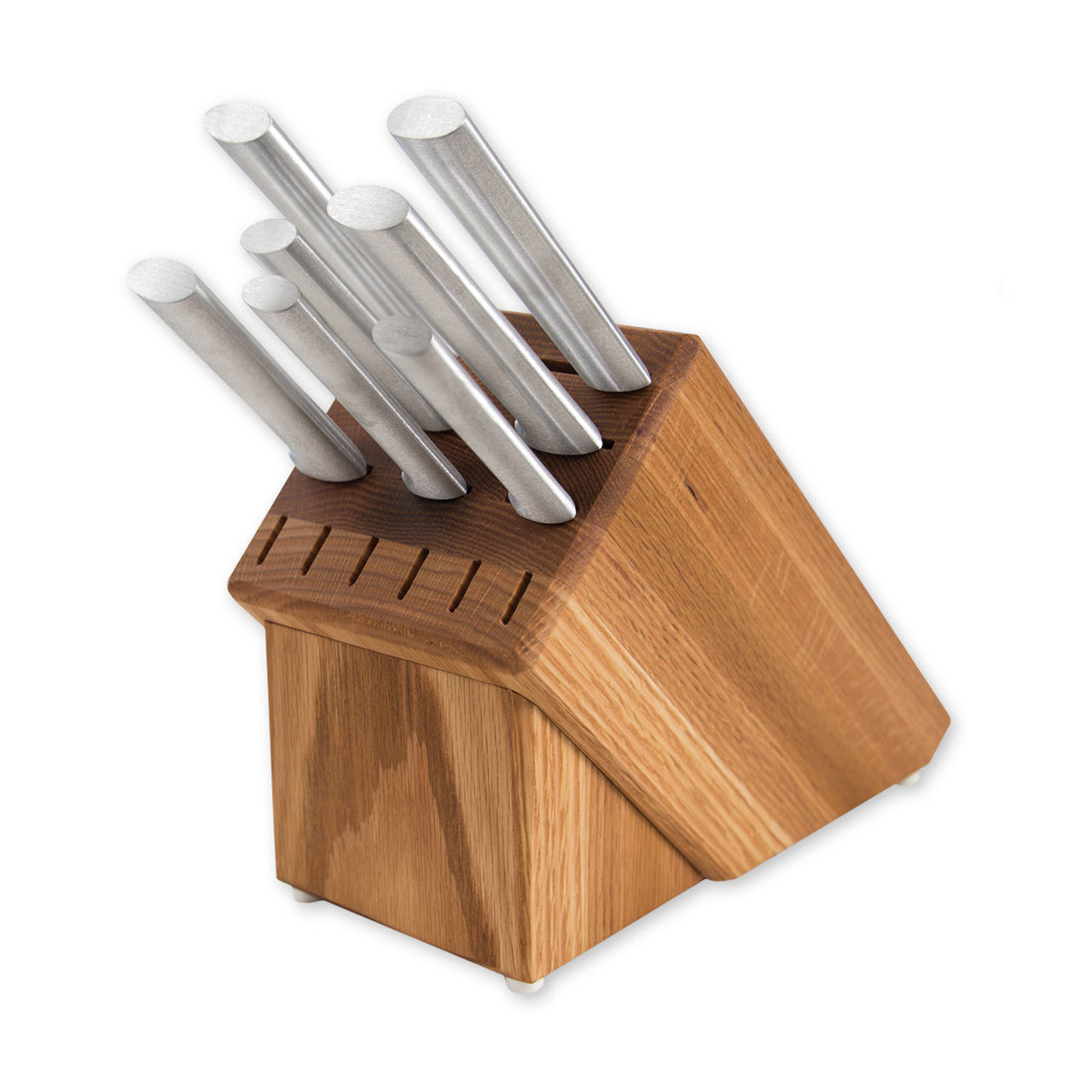 Rada Cutlery Essential Oak Block Set (S58) T420 High Carbon Stainless Steel Blades, Silver Aluminum Handles