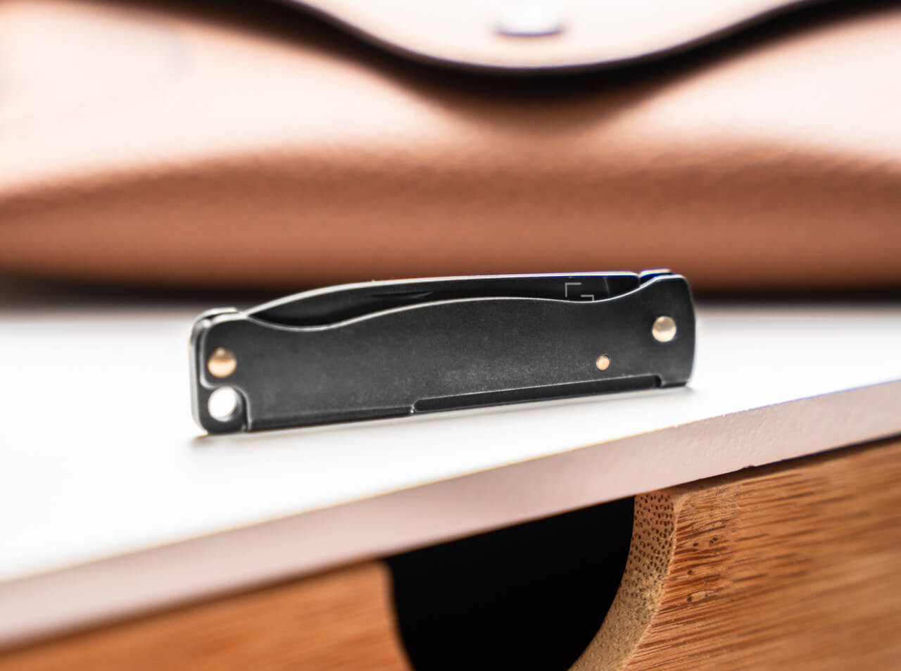 Böker Plus Atlas Mini - Dark (01BP0025) 1.65" 12C27 Blackwash Drop Point Plain Blade, Blackwash Stainless Steel Handle