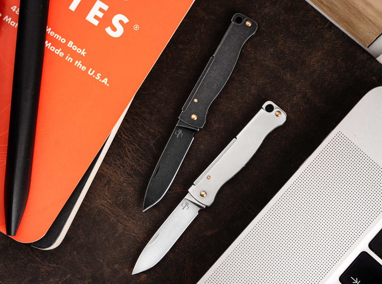 Böker Plus Atlas Mini - Dark (01BP0025) 1.65" 12C27 Blackwash Drop Point Plain Blade, Blackwash Stainless Steel Handle