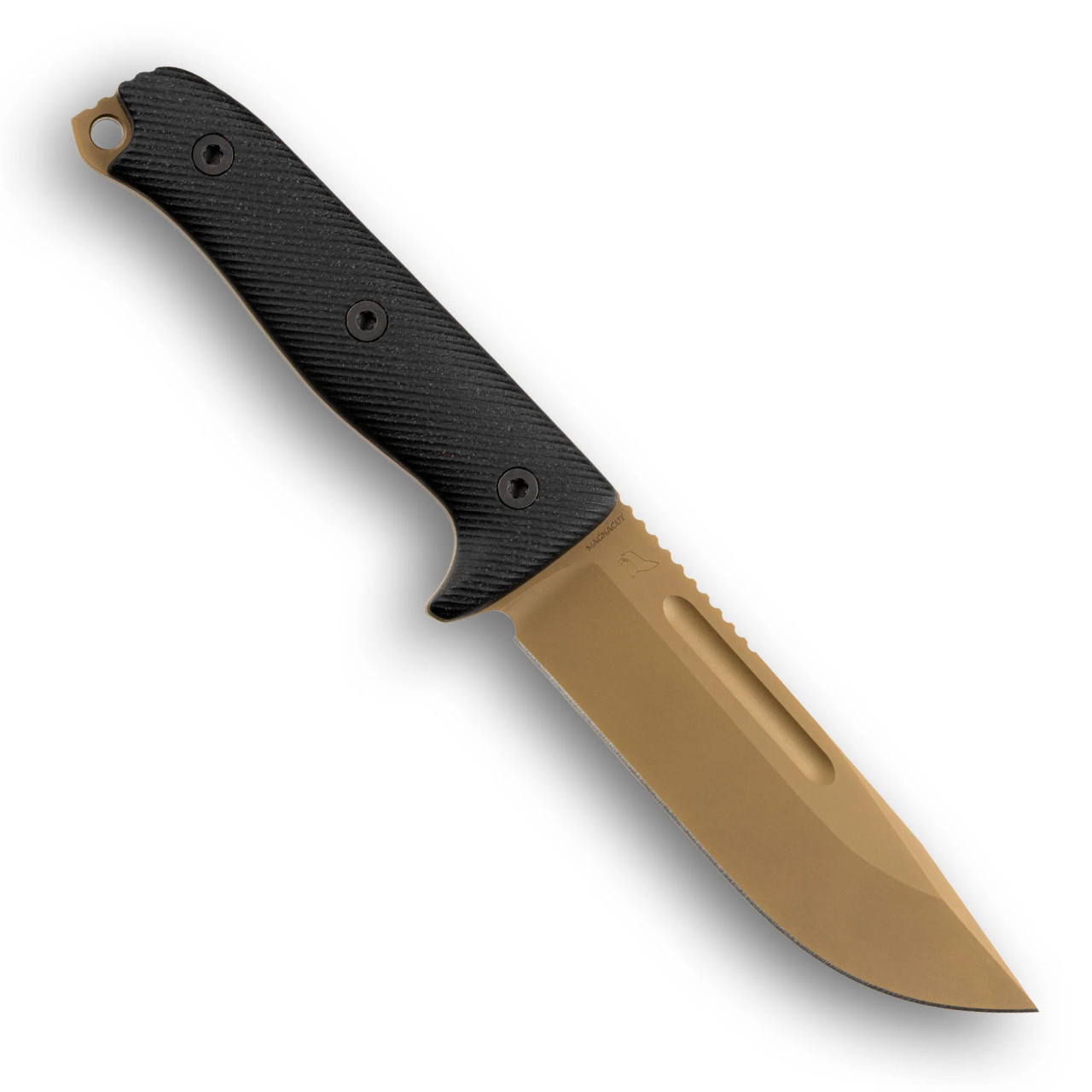Reiff Knives - Vicon Fixed Blade, Black Canvas Micarta (VN11DBCMBLKA) 5.19" CPM MagnaCut® Flat Dark Earth PVD Flat Saber Grind, Plain Blade, Black Kydex Sheath