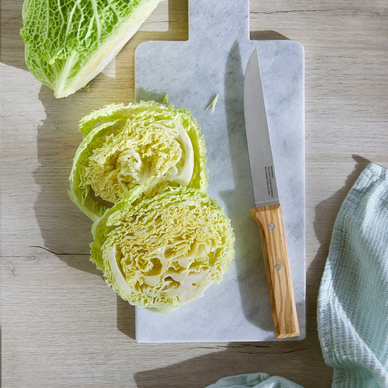 Opinel Parllele Trio Chef Knife Set of 3 (OP002494) Olive wood Handles, X50CrMoV15 Stainless Steel Blades, Paring Knife, Carving Knife, Chef's Knife