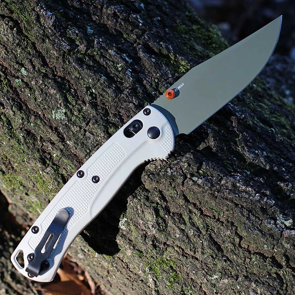 Benchmade Taggedout 15536GN-01 Elmax Green Clip Point Blade Open Detail View