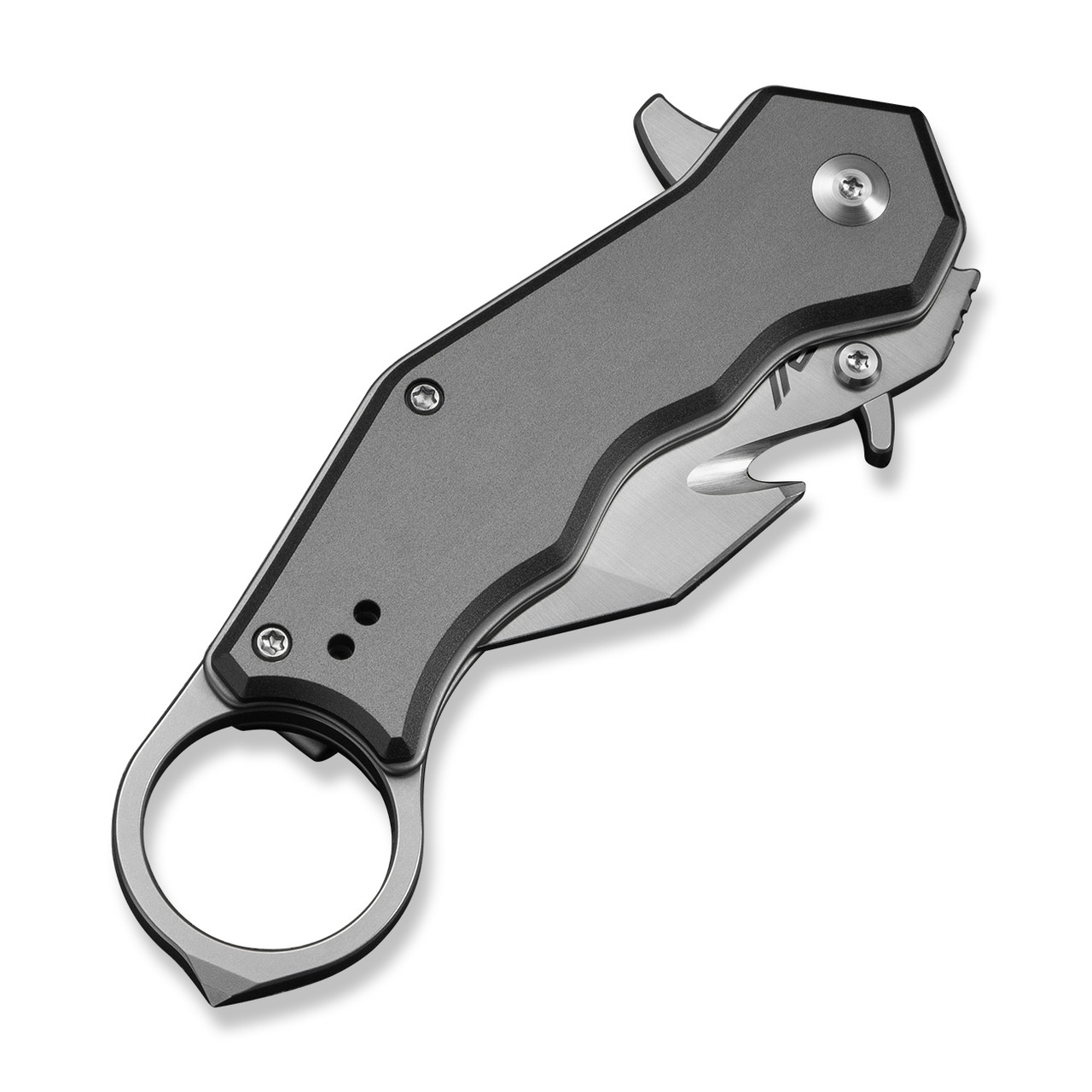 CIVIVI Amaroq Flipper & Thumb Stud & Button Lock Knife Gray Aluminum Handle (2.11" Satin Finished Nitro-V Blade) Reversible Clip, CIVC24018-1