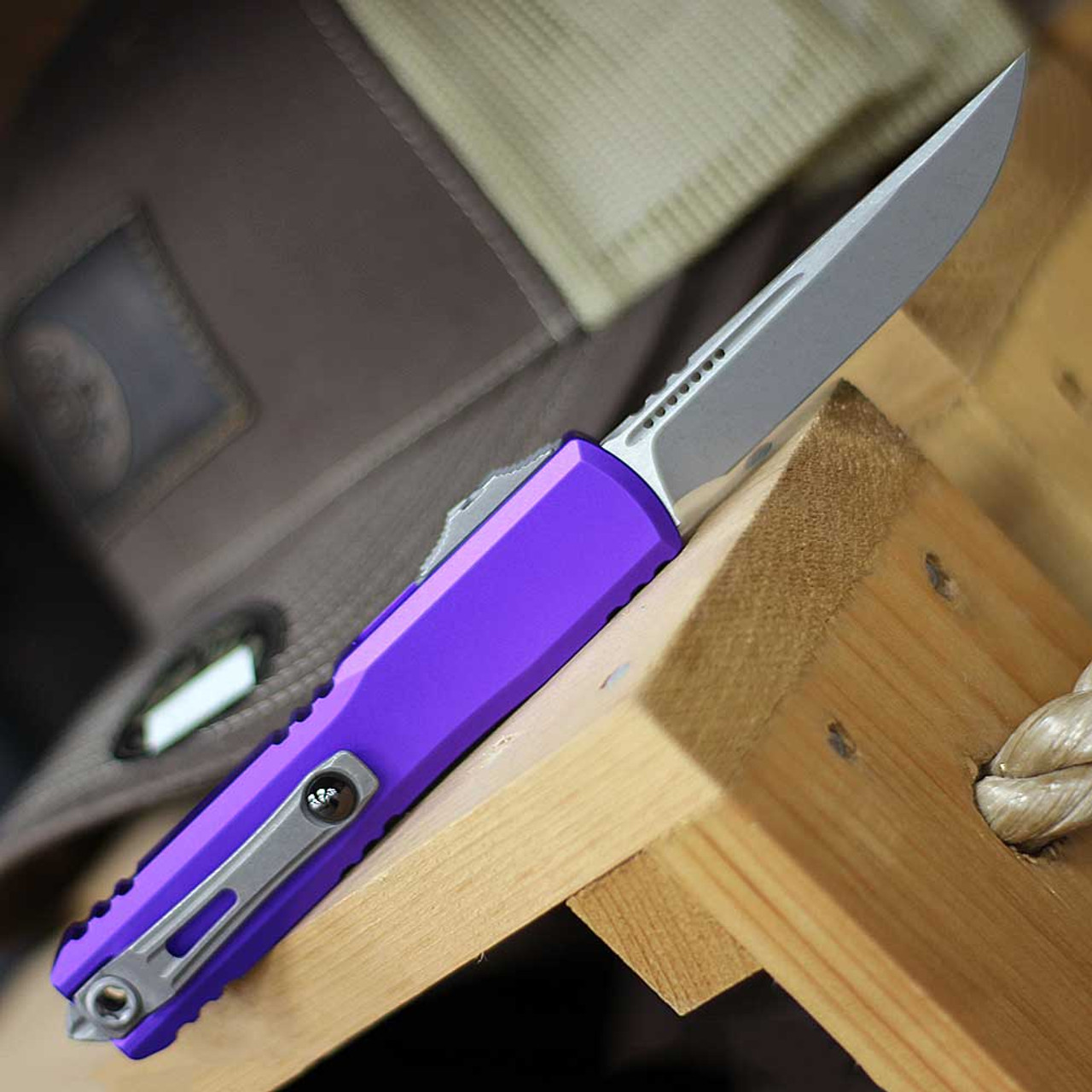 Microtech Ultratech Gen IV S/E (11214-10APPU) 3.5" Bohler M390BK Apocalyptic Drop Point Plain Blade, Purple Aluminum Handle