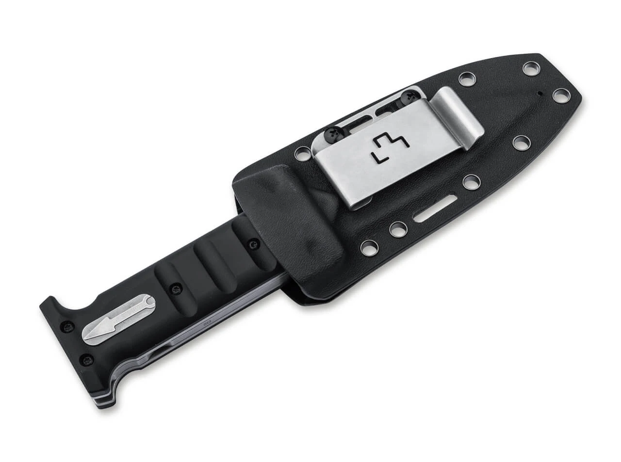Black custom Kydex sheath for the Boker Plus Extension Fixed Blade.
