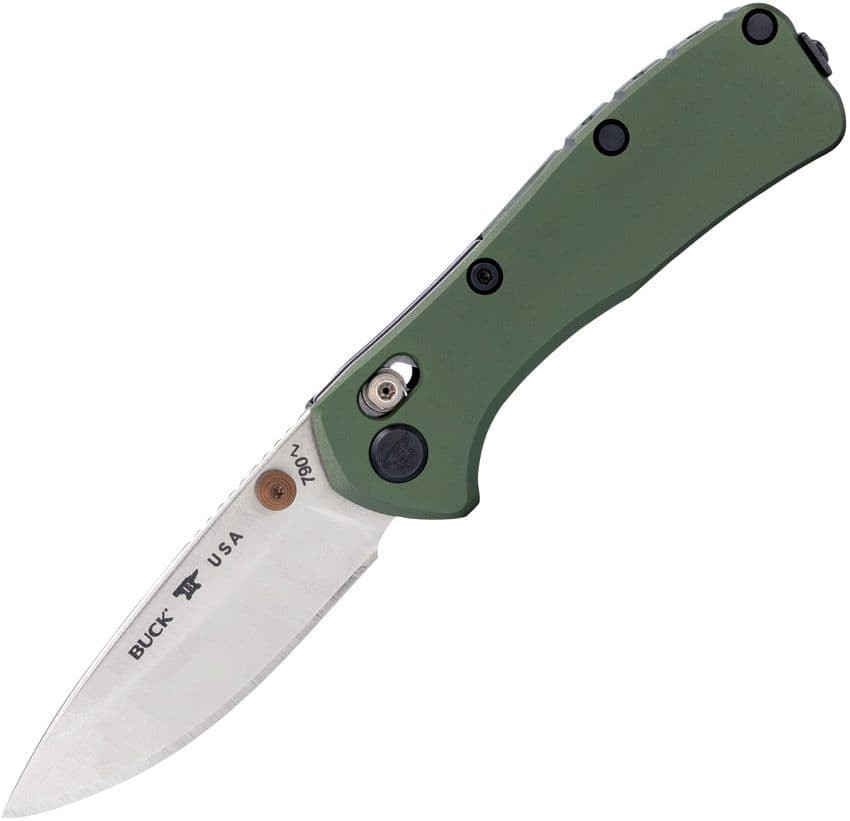 Buck Knives Mini Ranger Elite - 2.63" MagnaCut Satin Drop Point Blade, Green Anodized Aluminum Handle 0790GRS-B