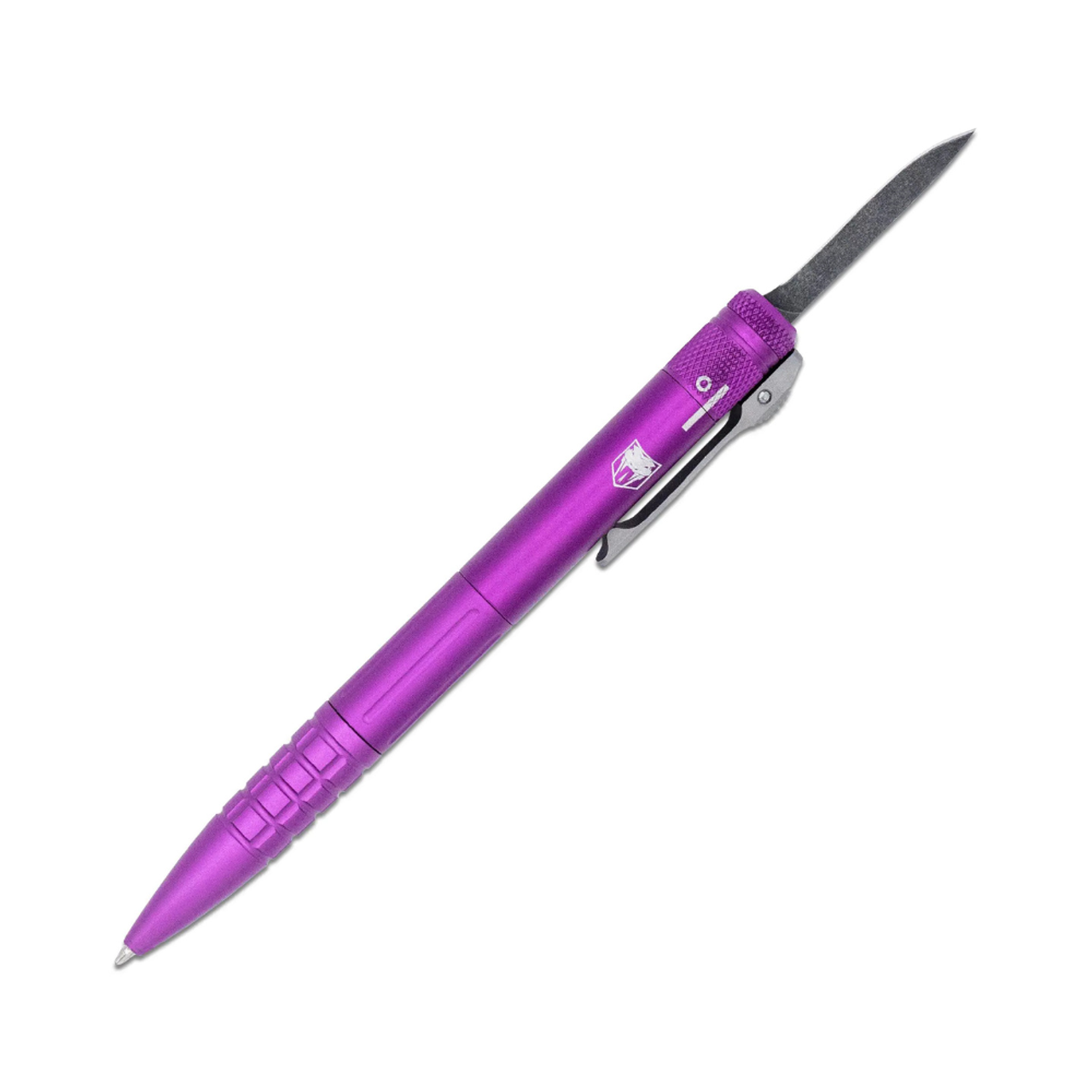 CobraTec Knives Double Action OTF Pen Knife (CNCOTFPPURGEN2) 1.75" Black Drop Point Blade, Purple Aluminum Body, Black Ink