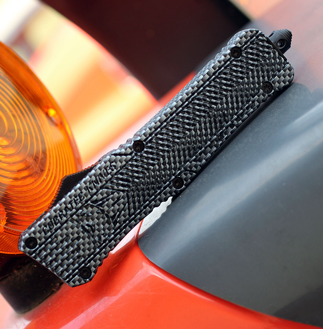 CobraTec Knives Large CTK-1 Carbon Fiber (LCFCTK-1LDAGNS) 3.75 Satin D2 Steel Dagger Plain Blade, Carbon Fiber Aluminum Handle w/ Glass Breaker