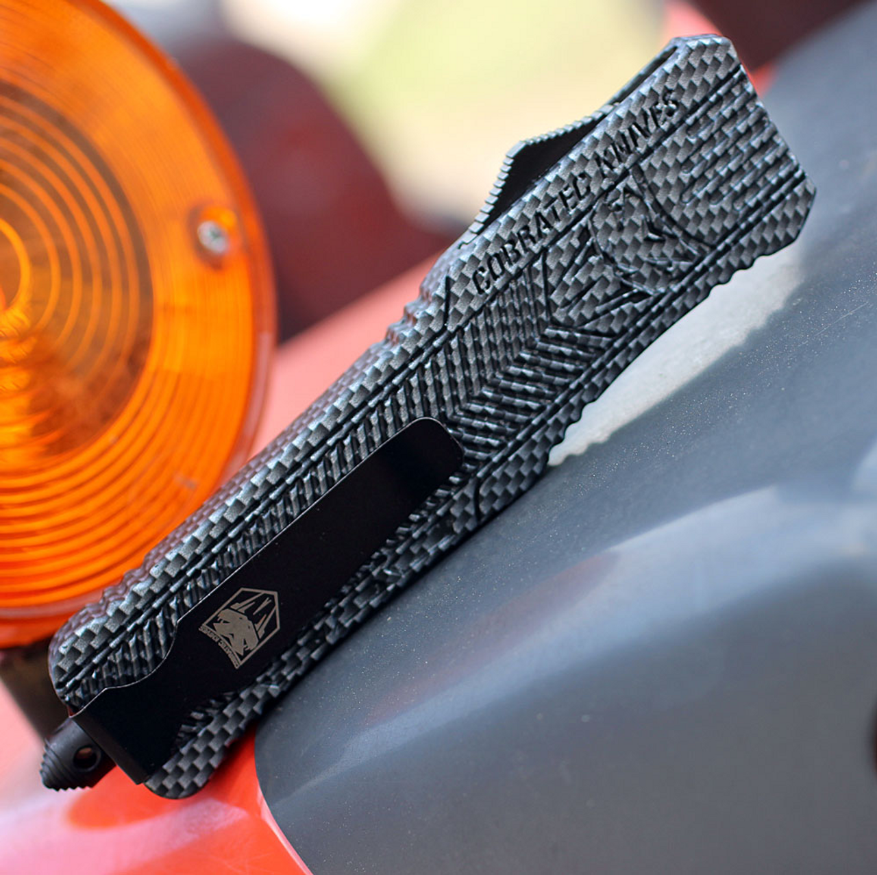 CobraTec Knives Large CTK-1 Carbon Fiber (LCFCTK-1LDAGNS) 3.75 Satin D2 Steel Dagger Plain Blade, Carbon Fiber Aluminum Handle w/ Glass Breaker