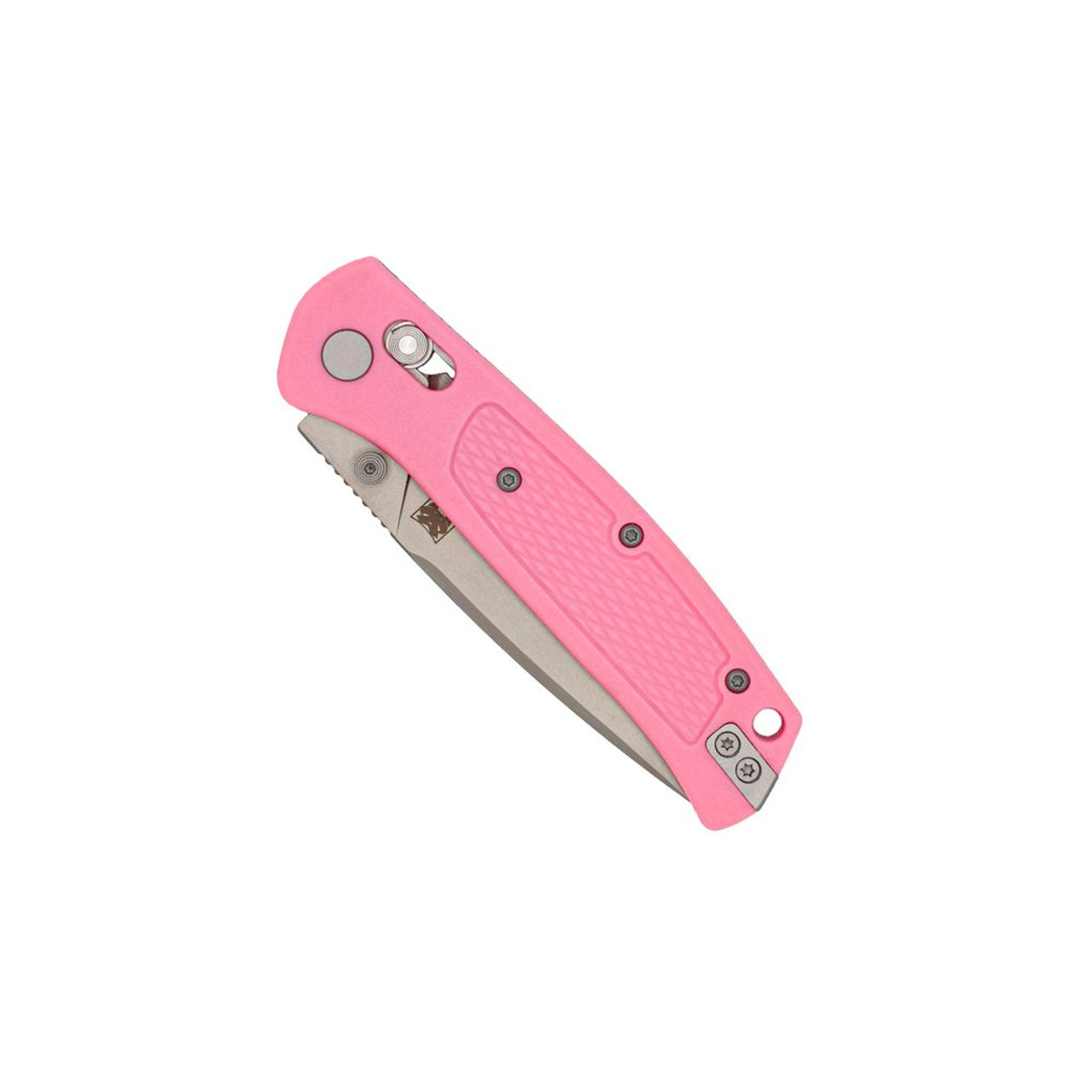 Cobratec Knives EDC Scout (CTSCTGRVPNKBAR) 3.12" VG10 Grey Drop Point Plain Blade, Pink Grivory Handle, Crossbar Lock