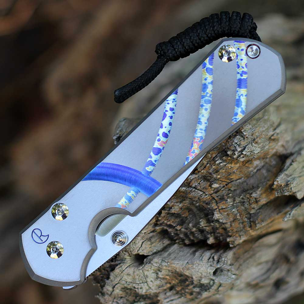 Chris Reeve Sebenza 31 Unique Graphic close-up of the freehand-milled abstract titanium handle.