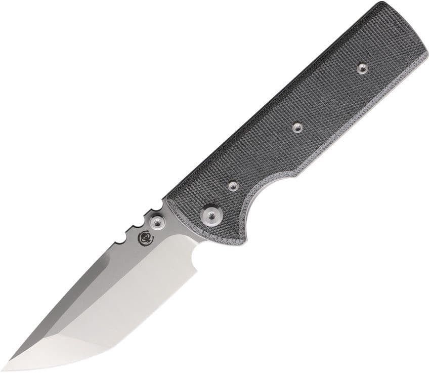 Chaves NTAK (CHAV14329) 3.7" Elmax Satin Tanto Plain Blade, Black Micarta Handle