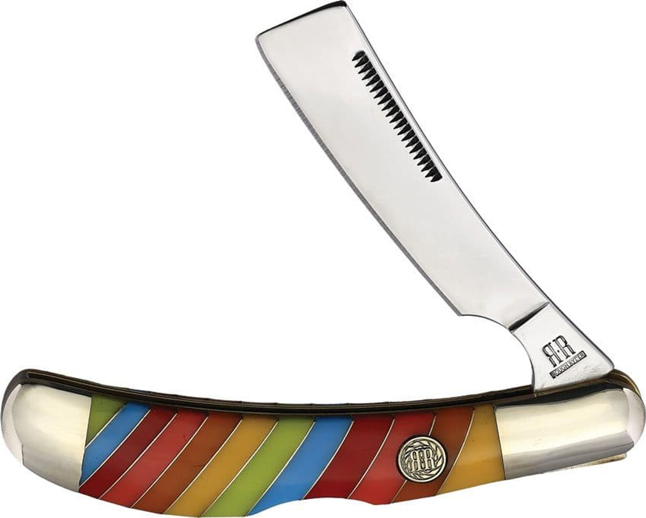 Rough Ryder Lollipop Series Razor Lock (RR2471) 3" Stainless Steel Razor Blade, Multi-Colored Handle, Nickel Silver Bolsters