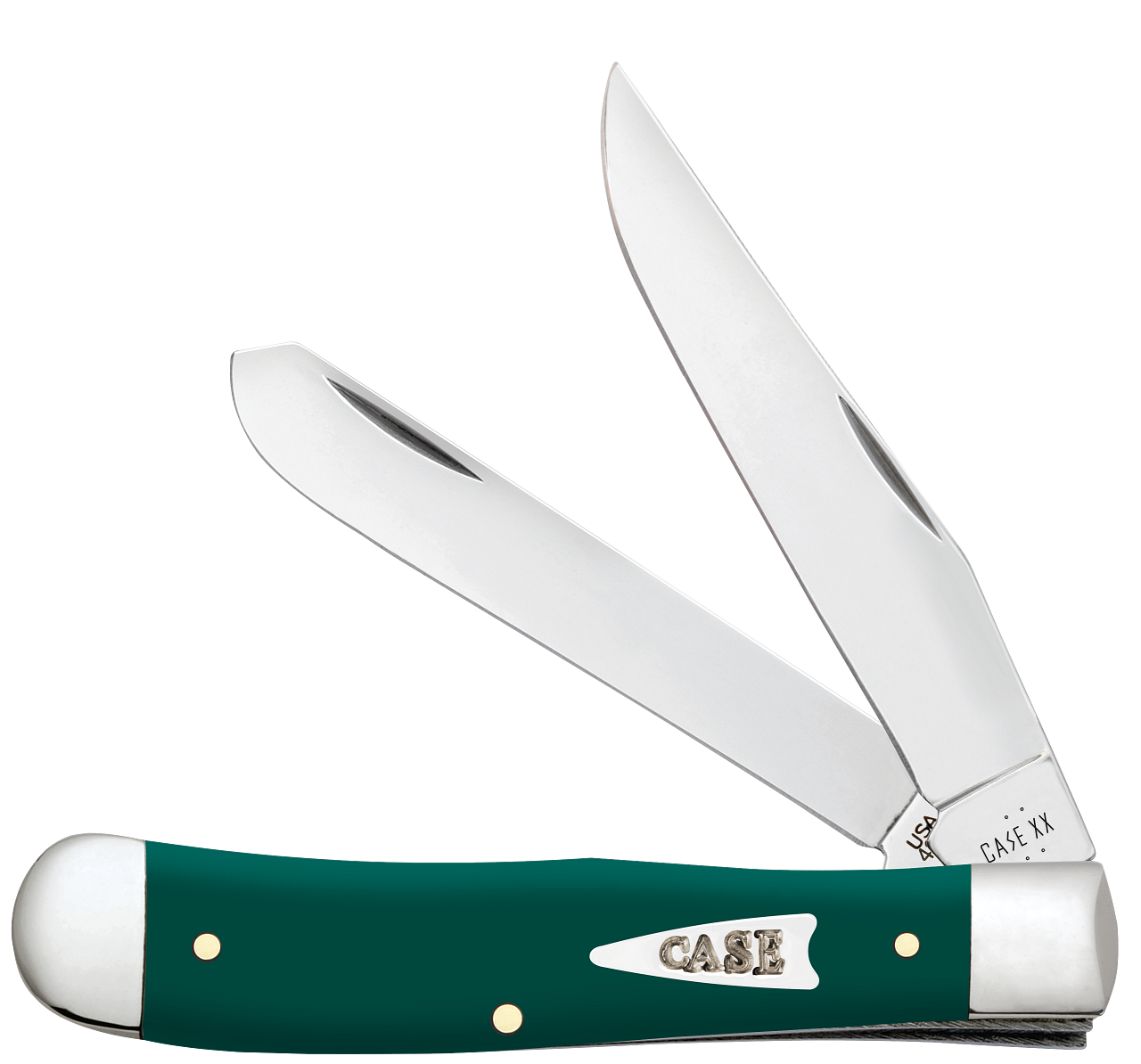 Case Trapper 64530 Spruce Green Synthetic (4254 SS) – 4.13" Closed, Tru-Sharp SS Blades, Nickel Silver Bolsters