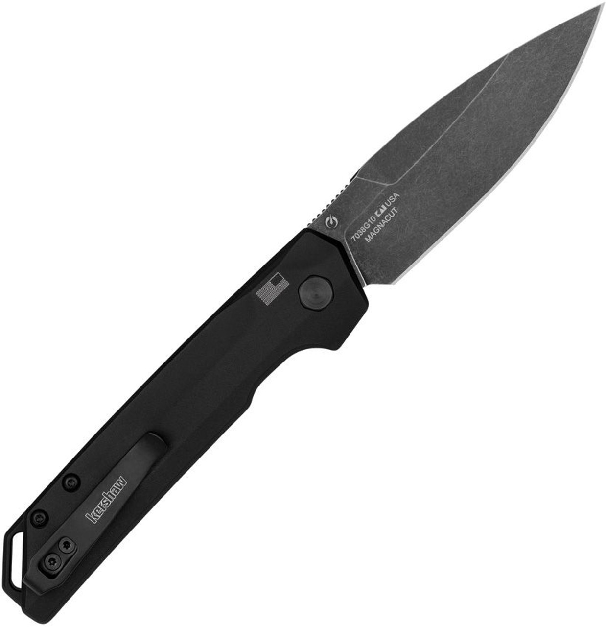 Kershaw Launch Iridium Auto (7038G10) - 3.4" Blackwashed CPM-MagnaCut Spear Point Plain Blade, Black G-10 Handle