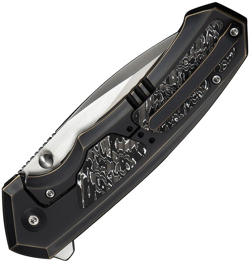 WE Knife Co. Corwyn Frame Lock Folding Knife — Black and Bronze Titanium + Aluminum Foil Carbon Fiber, 3.7" Stonewashed Blade