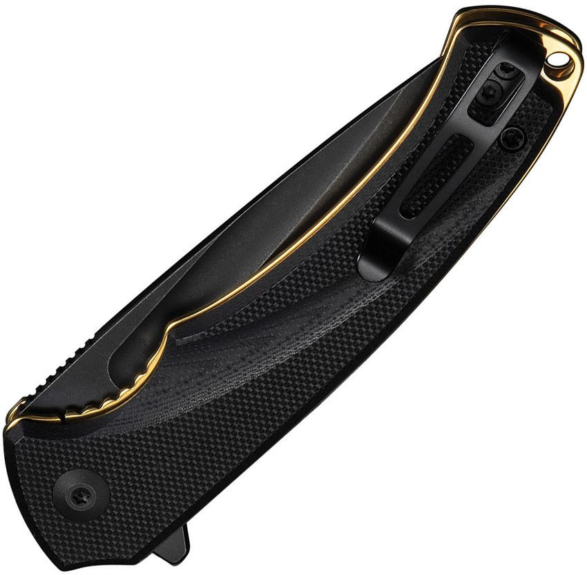 Civivi Voidflare (CIVC24040-1) 2.92" 14C28N Black Drop Point Plain Blade, Black G-10 Handle Gold Liners