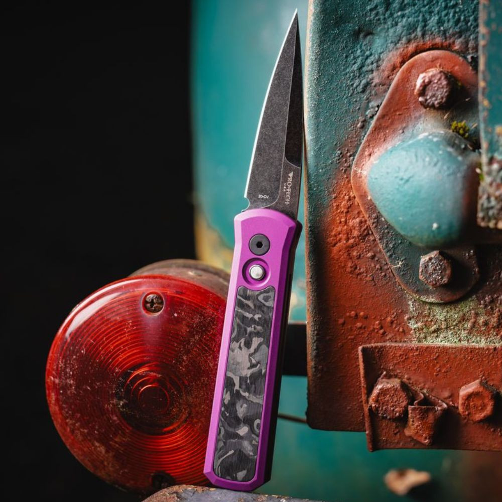 Pro-Tech Godson |7211-MARBLE CF PURPLE DLCW | Knifeworks