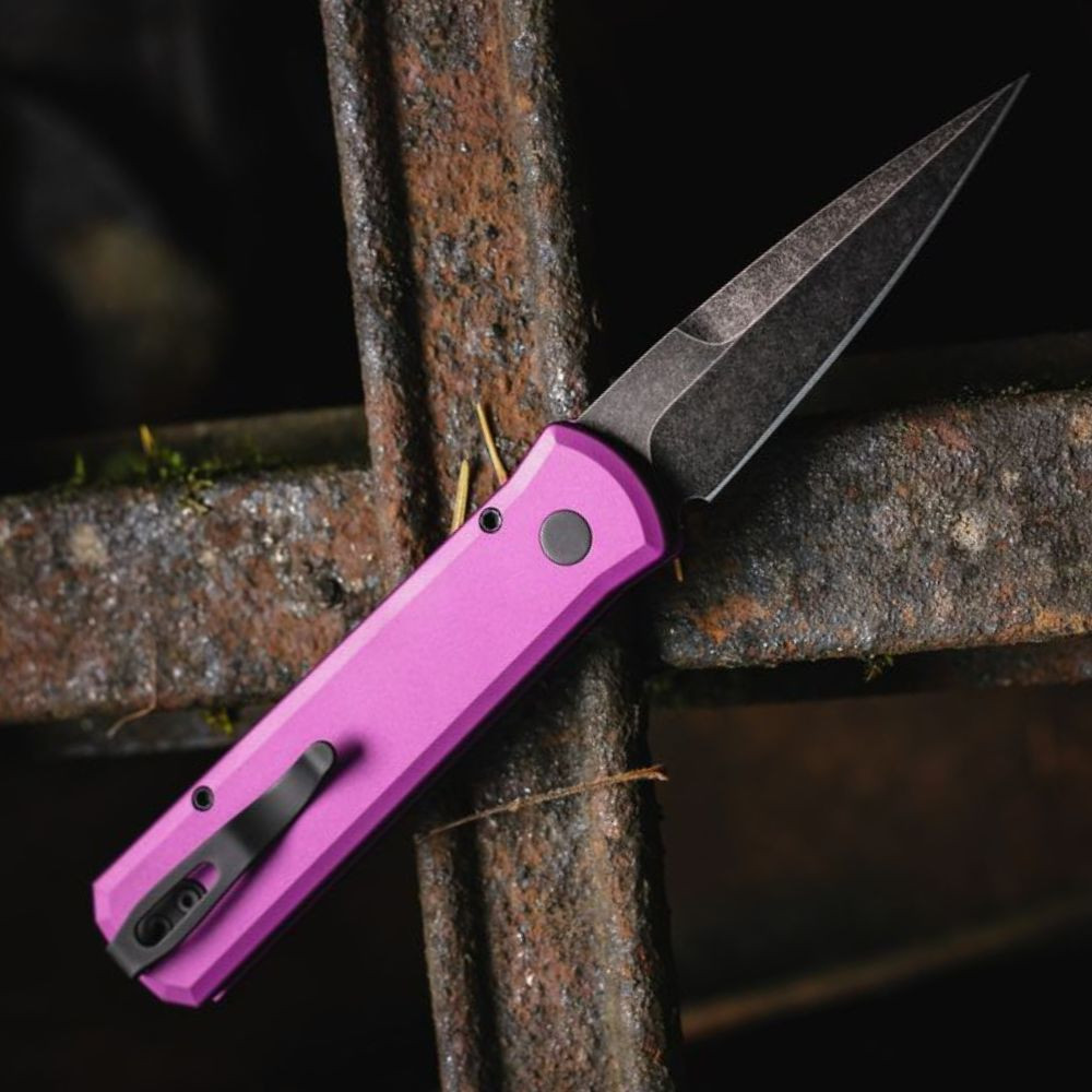 Pro-Tech Godson |7211-MARBLE CF PURPLE DLCW | Knifeworks