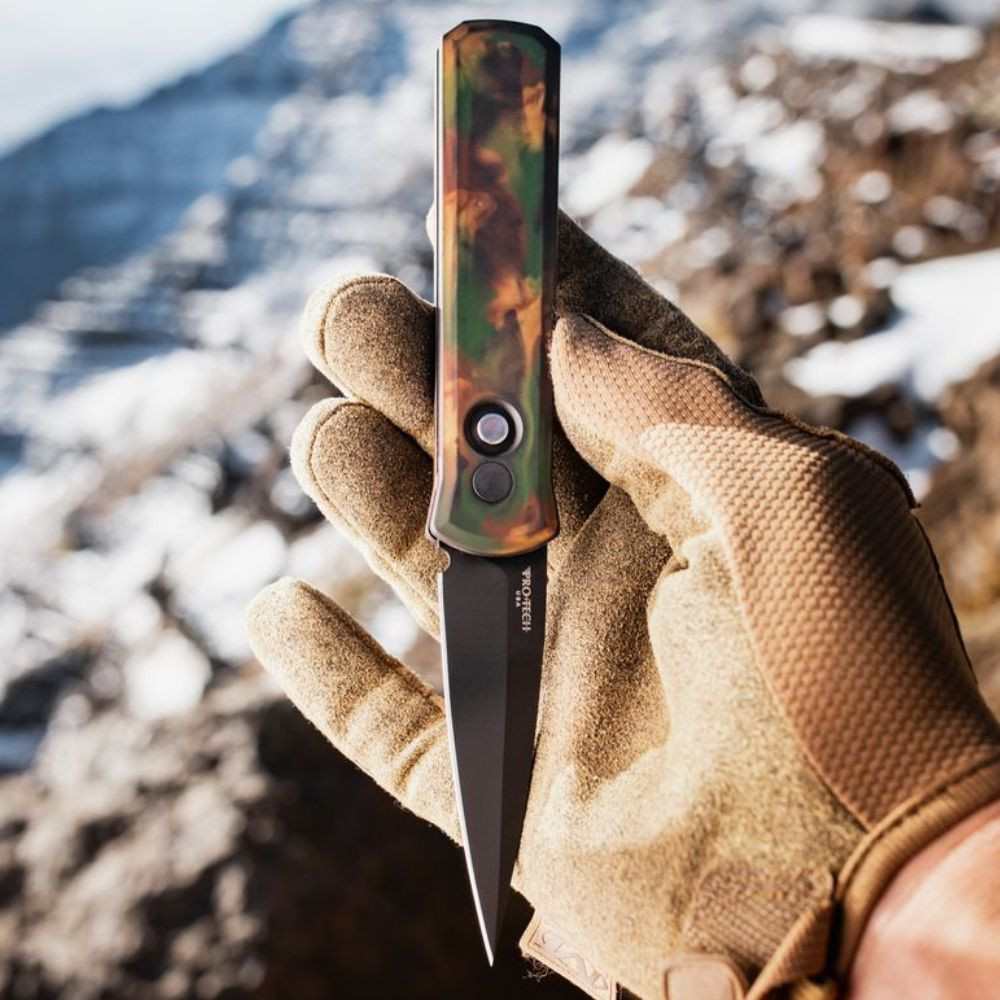 Pro-Tech Godson 721-LH Woodland | DLC 154CM Left Hand | Knifeworks
