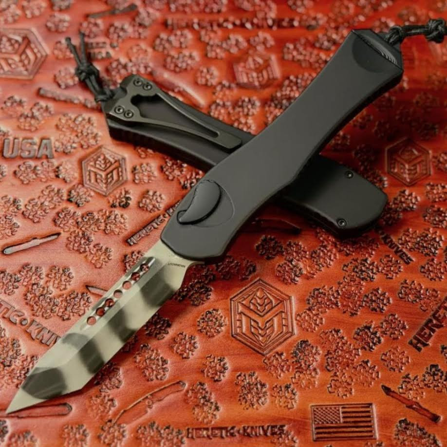 Heretic Hydra V4 H406-15A-COMM OTF Knife 3.625" MagnaCut Commando Tanto Black Aluminum Handle