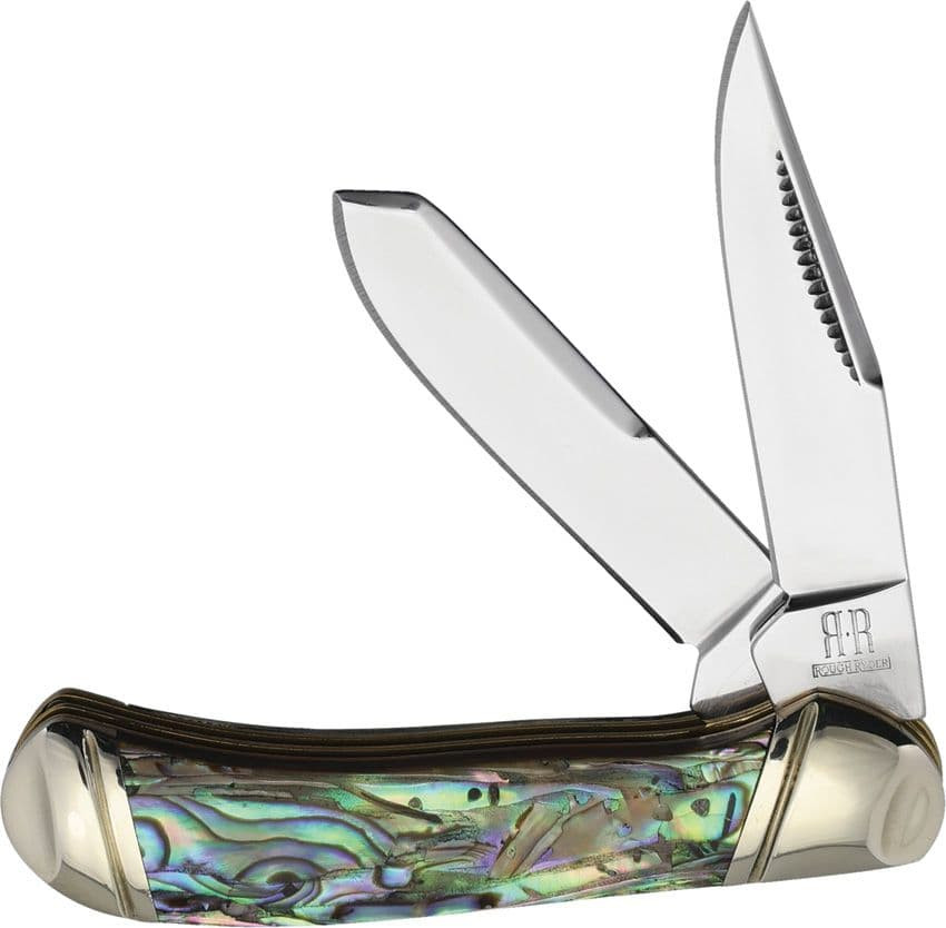 Rough Ryder Nature’s Treasure Tiny Trapper RR2659 – 440A Clip & Spey Blades, Abalone Handle