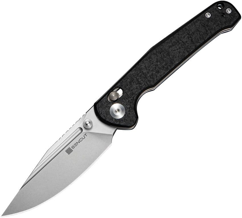 SENCUT Glenspar Crossbar Lock Folding Knife – Black Shredded G10 Handle (3.5" 9Cr18MoV) S25046-2