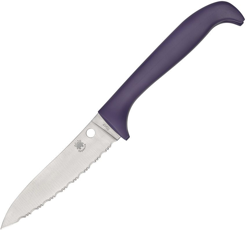 Spyderco Counter Critter Serrated Kitchen Knife Purple (3.95" 7Cr17 Stainless) K21SPR
