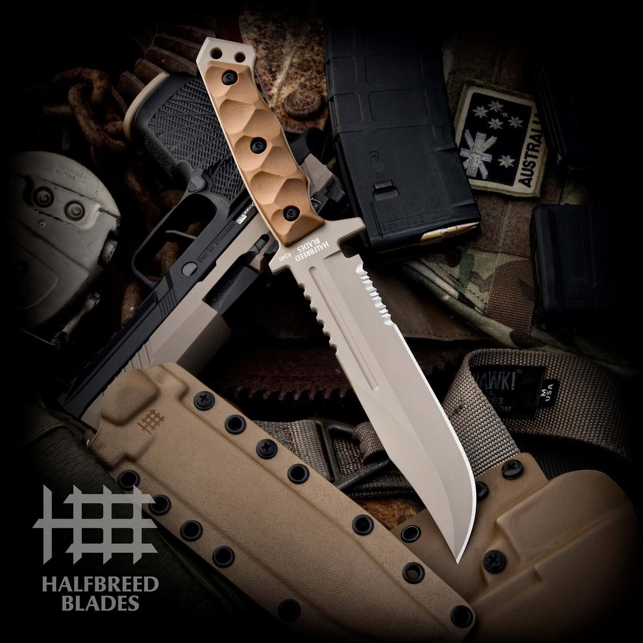Halfbreed Blades Large Infantry Survival Knife LIK-01P Gen 2 Partially Serrated (6.89" K340)