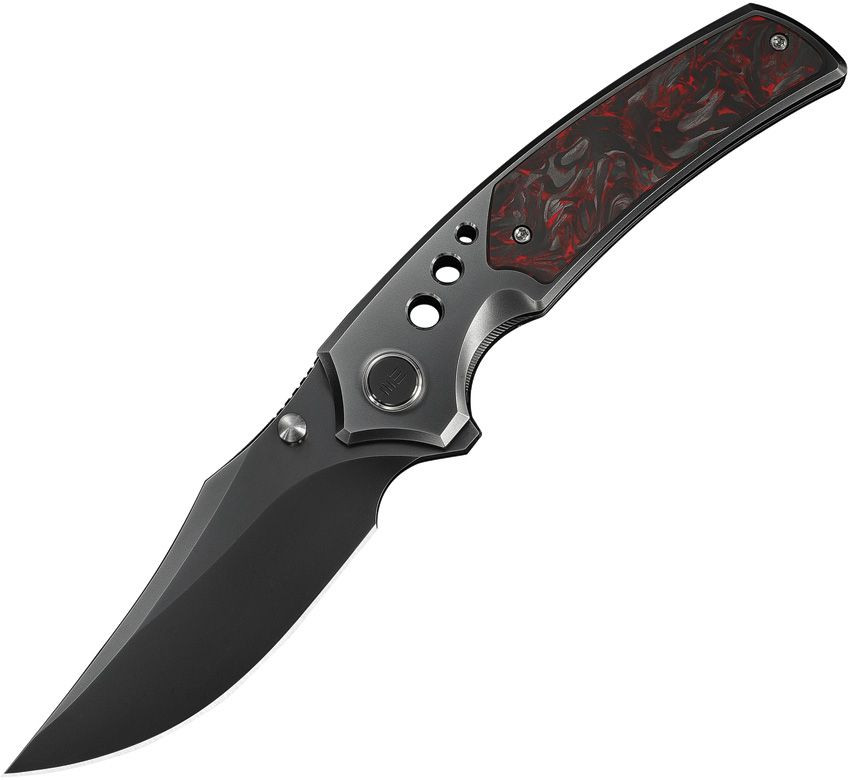 WEKNIFE Skynix Flipper & Thumb Stud Knife Gray Titanium Handle With Red Carbon Fiber Inlay (3.7" M390 Blade) WE24087-4