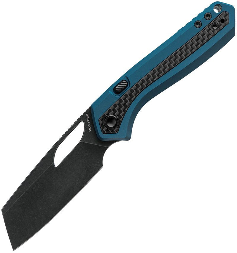 Vosteed Kroc folding knife blue aluminum carbon fiber handle