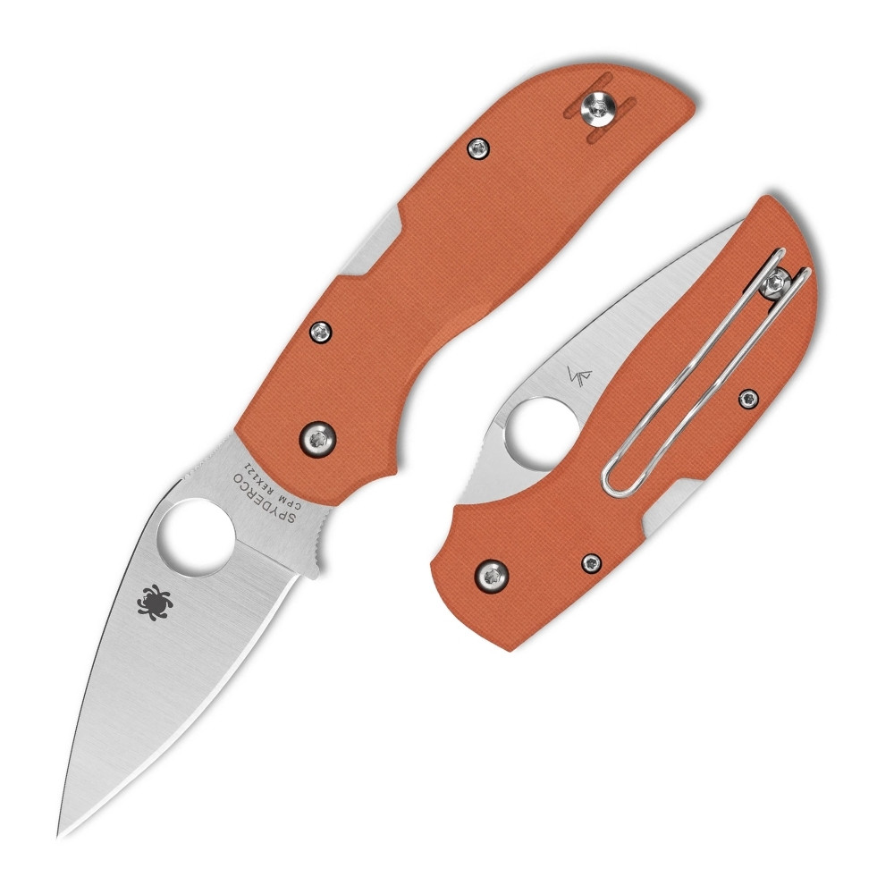 Spyderco Chaparral CPM REX 121 Satin Plain Blade Burnt Orange G-10