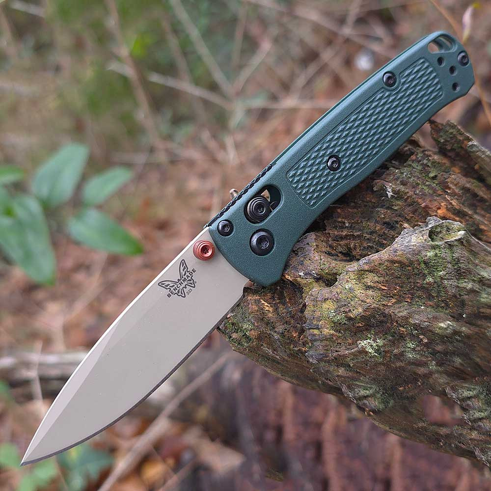 Benchmade Mini Bugout - Tan Blade, Taiga Green 533TN-2601 | Knifeworks