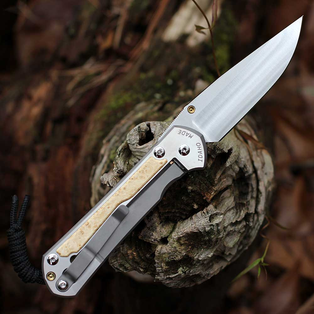 CRK Large Sebenza 31 - MagnaCut Polished, Box Elder Gold | Knifeworks
