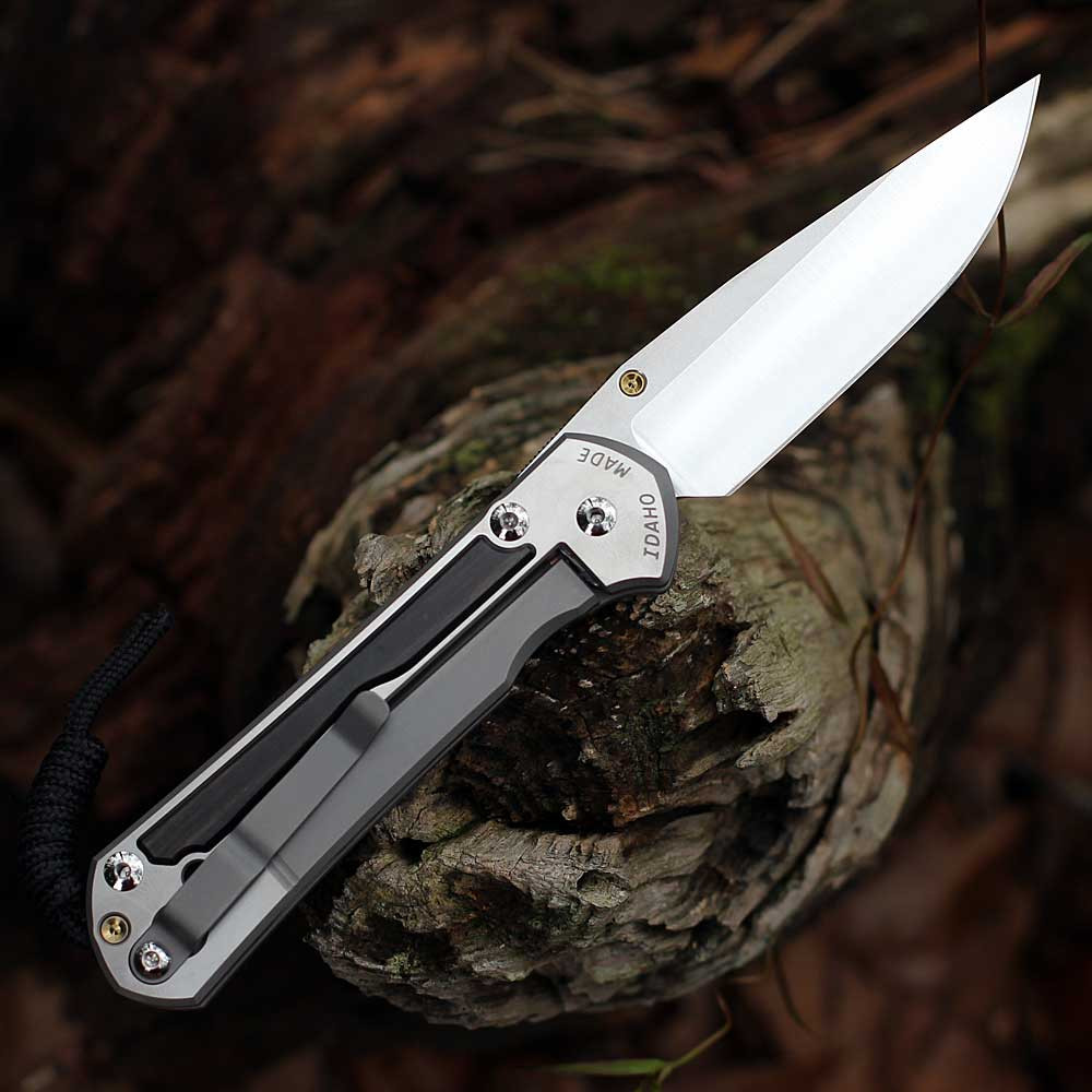 Polished MagnaCut Drop Point Blade Wood Inlay
