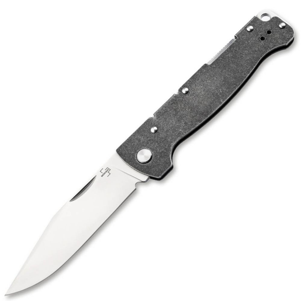 Boker Plus Atlas Backlock Big Folding Knife – Black Stonewash, 12C27 (01BP0062)