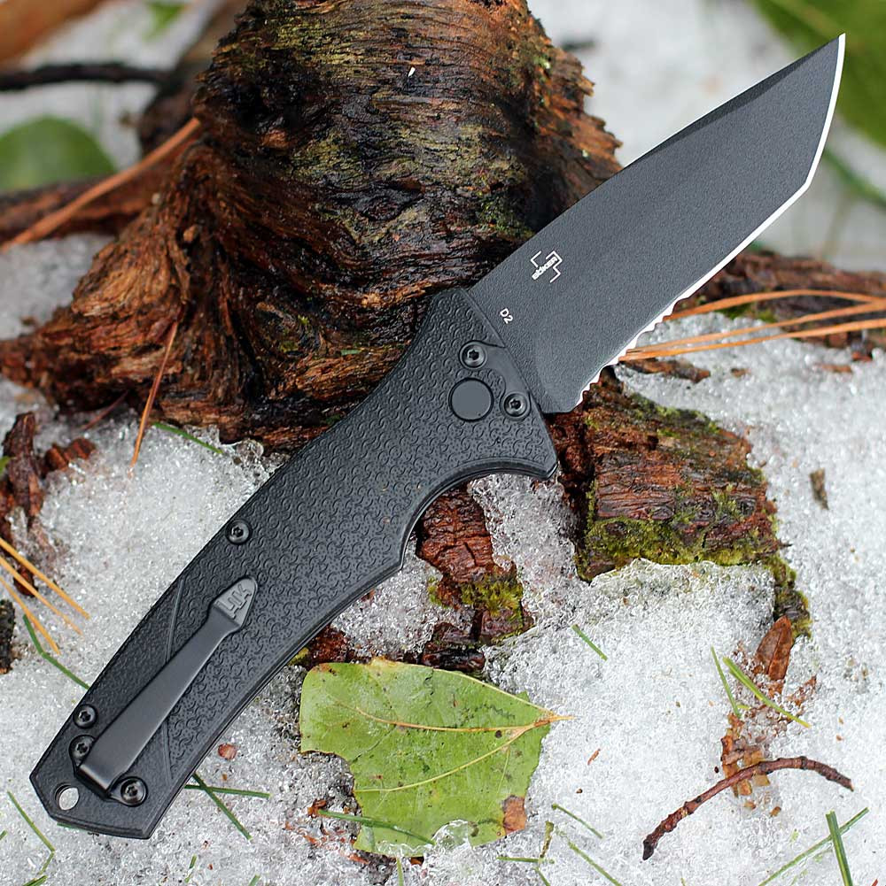 HK FD01 Automatic Knife - D2 Tanto Serrated 01HK502 | Knifeworks
