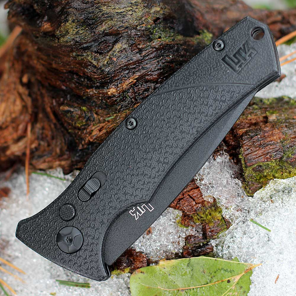 HK FD01 Automatic Knife - D2 Tanto Serrated 01HK502 | Knifeworks
