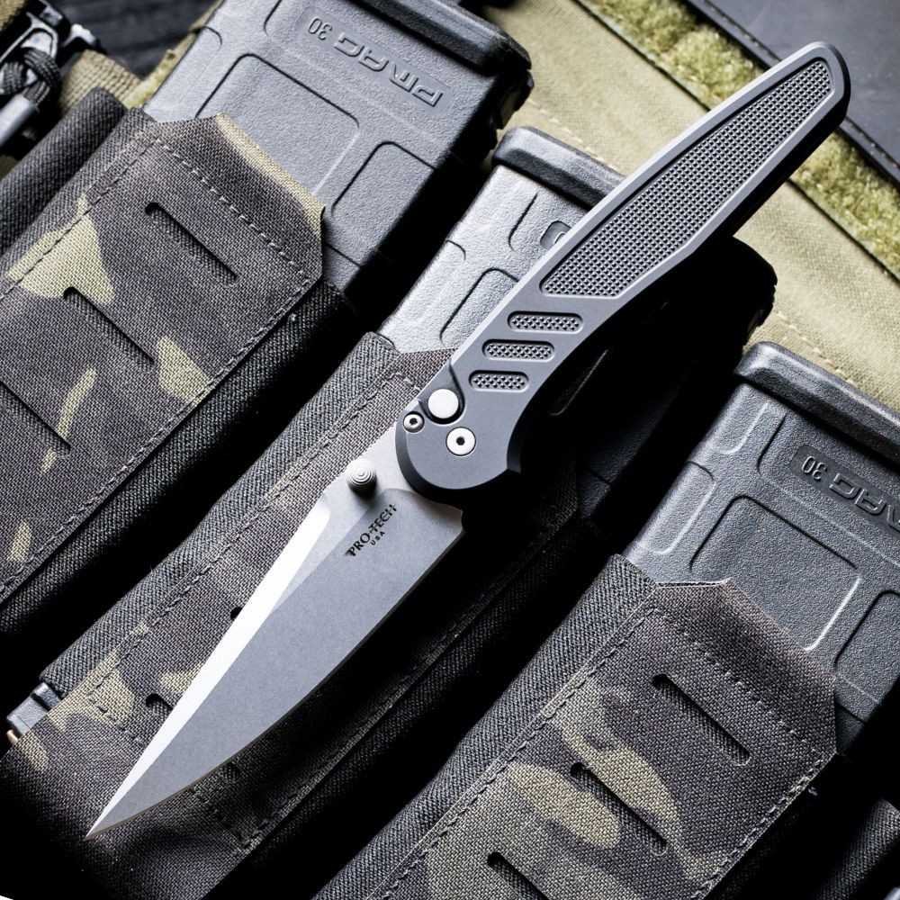 Pro-Tech Avalon Peace Neighbor black aluminum folding knife
