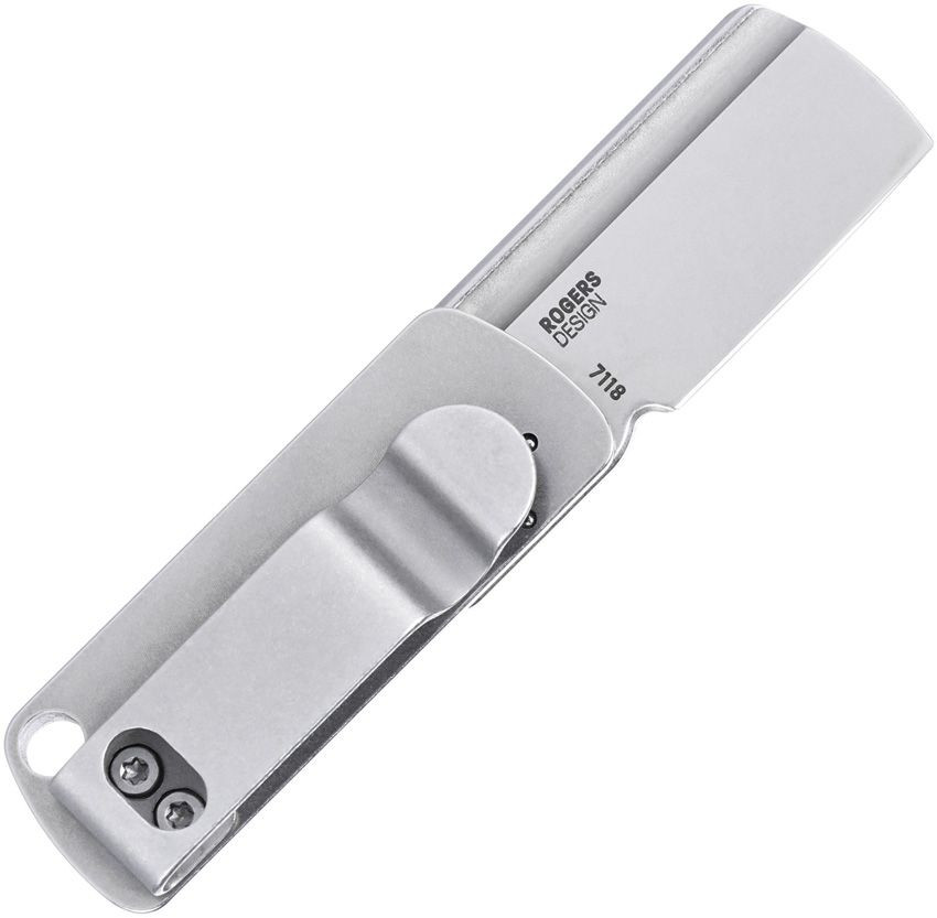 CRKT Box Key 7078 profile view showing 1.24 inch 12C27 stonewashed blade and stainless steel slip joint handle with money clip.