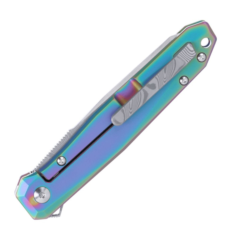 CRKT Facet iridescent titanium handle detail