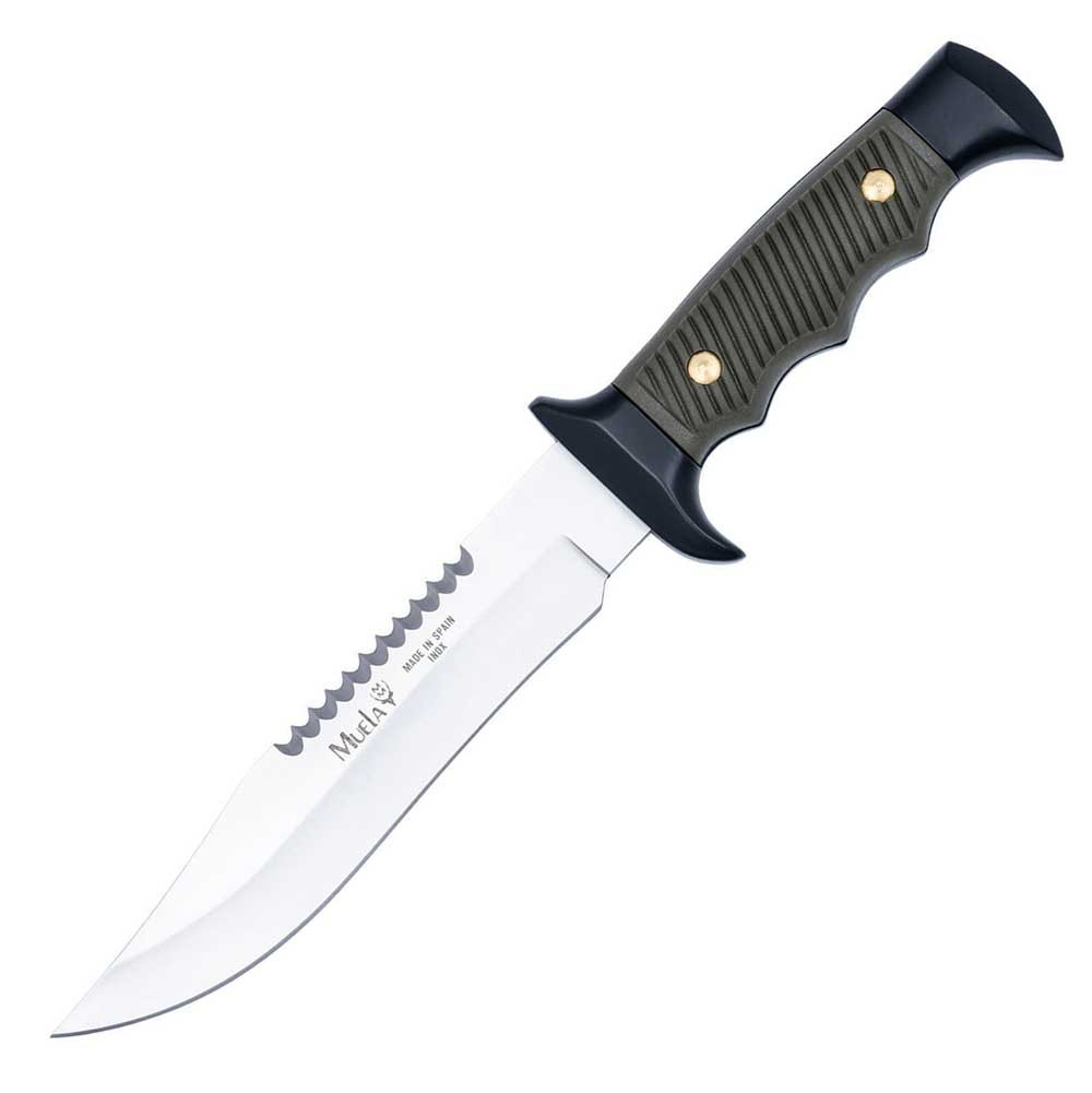 Muela ALCE-5161 6.3" 420A sawback fixed blade with green ABS handle