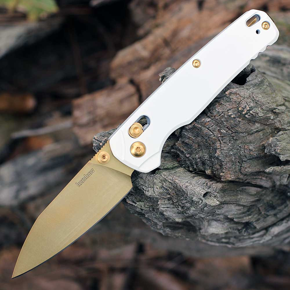 Kershaw Bel Air Pope White 6105WGLD 3.13" CPM‑MagnaCut gold reverse tanto